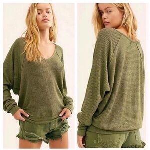 NWT Free people Santa Clara slouchy top in ferngully XS